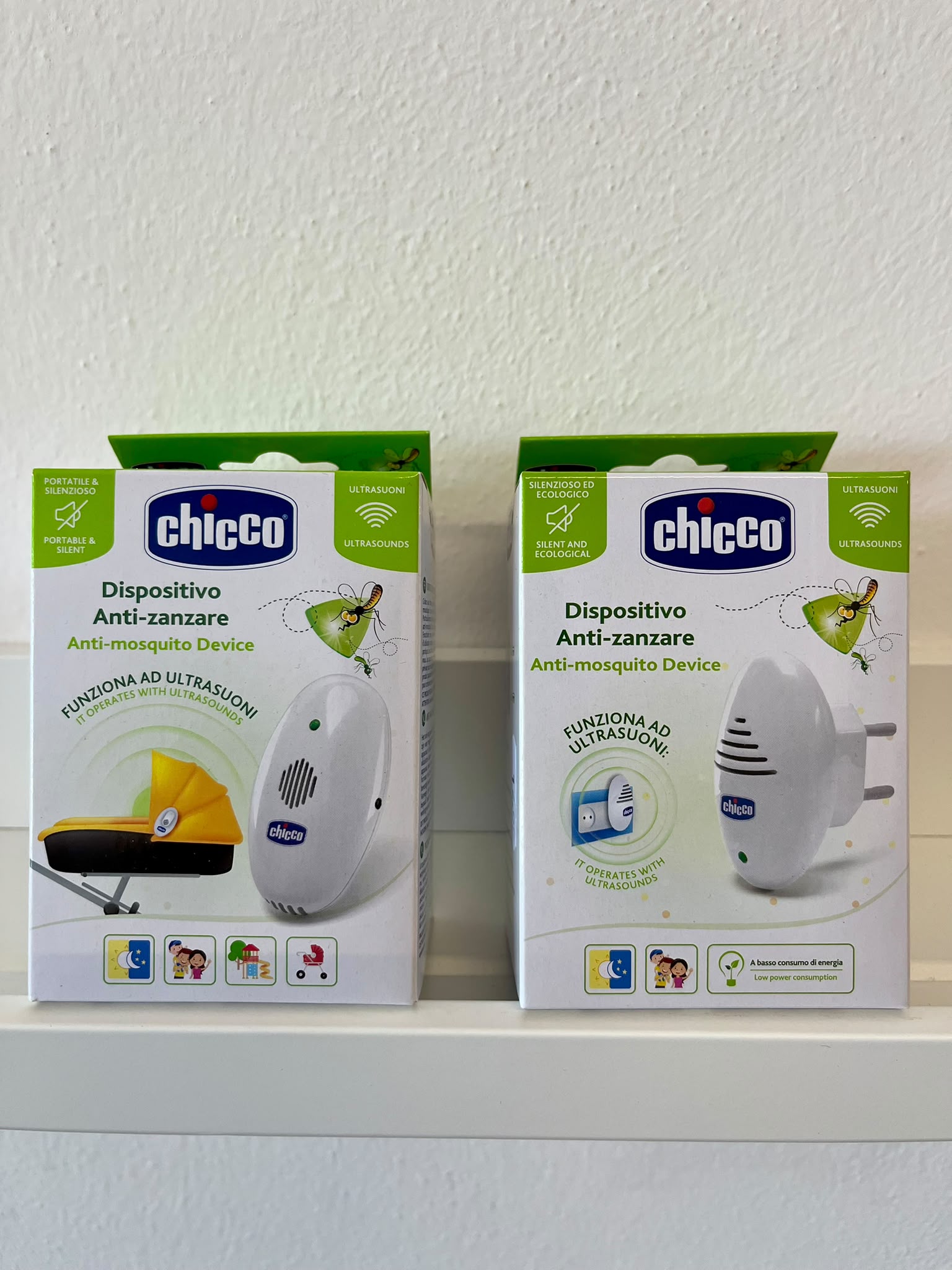 Dispositivi anti-zanzare a ultrasuoni Chicco, portatile e da presa, da Sanitaria Cinel