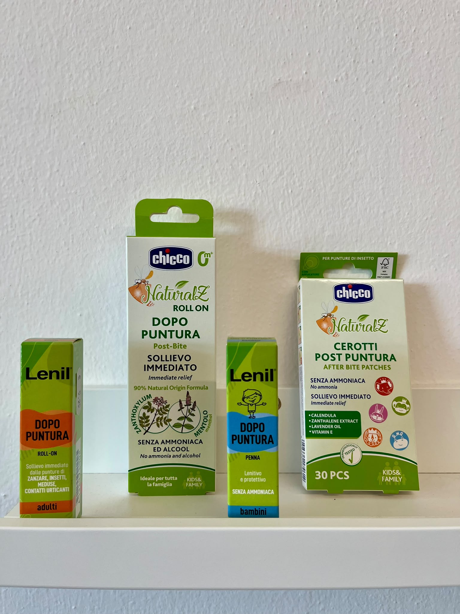 Prodotti dopo puntura Lenil e Chicco NaturalZ disponibili da Sanitaria Cinel